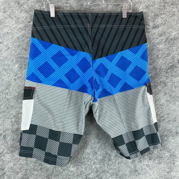 Molokai Board Shorts Size 36 Men's 100% Polyester Adults Blue Striped - Picture 6 of 8